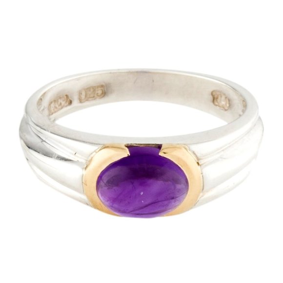 TIFFANY & CO. 18K YELLOW GOLD & STERLING SILVER AMETHYST COCKTAIL RING - Picture 1 of 7